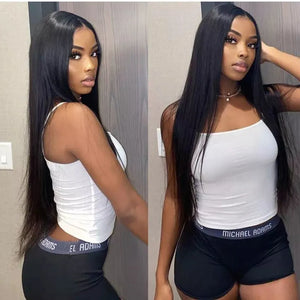 Brazilian Bone Straight Transparent Lace Front Wig 180 Density