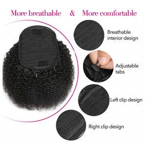 Afro Curly Hair Drawstring Ponytail Extensions Clip