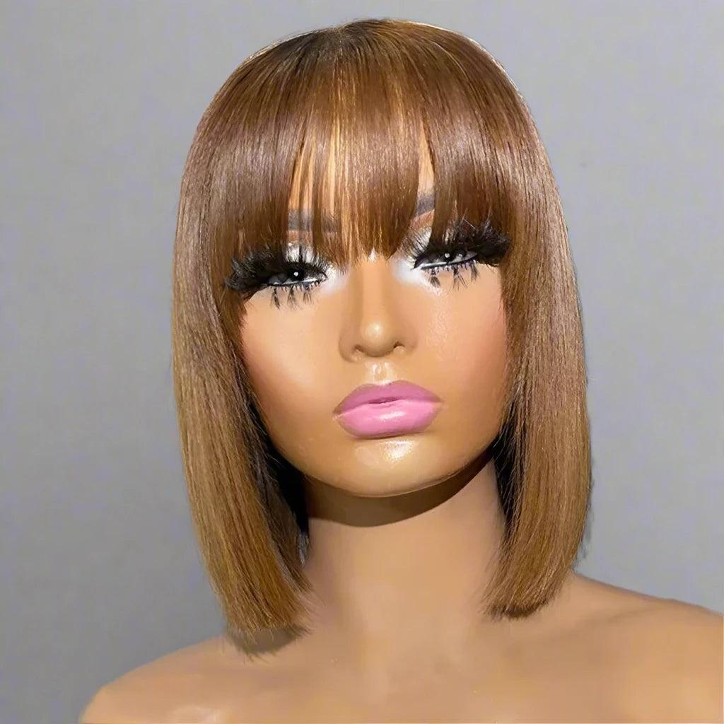 Bone Straight Human Hair Bob Wig