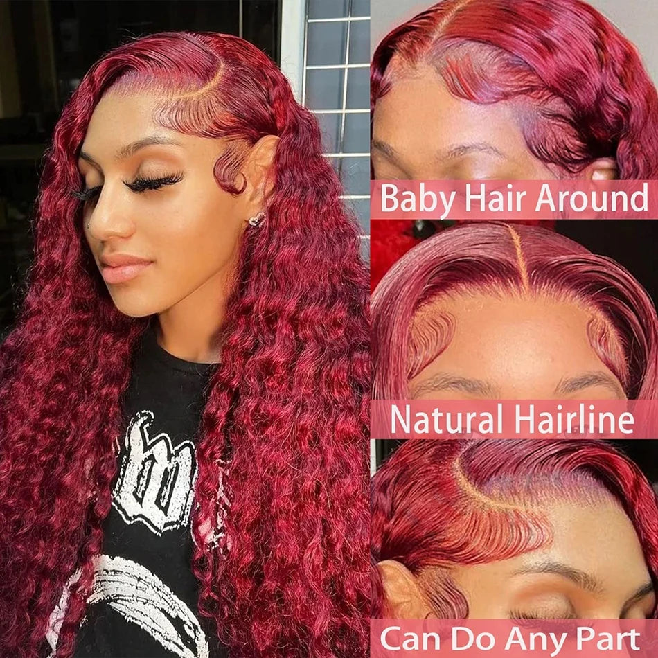 99J Burgundy Lace Front Wig |Curly Human Hair Wigs |Hd Lace Wig