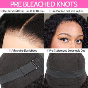 Wear Go Glueless Malayaisn Straight 6x4 HD Lace Wig. Pre-plucked Pre-Cut Pre Bleached Knots.