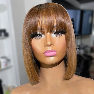 Bone Straight Human Hair Bob Wig