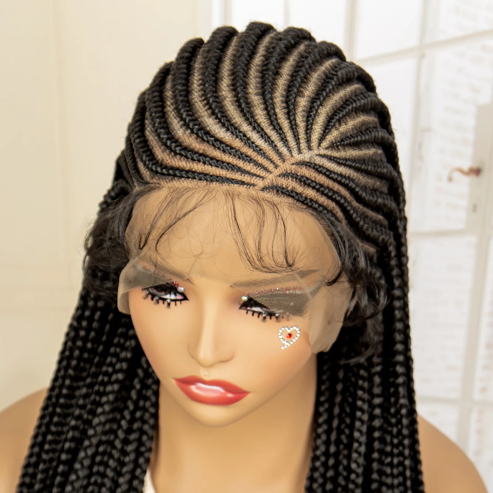 Full Lace Cornrow Braided Wigs for Black Women Handmade Synthetic Long Box Braided Wig with Baby Hair Lace Front Braids Wigs