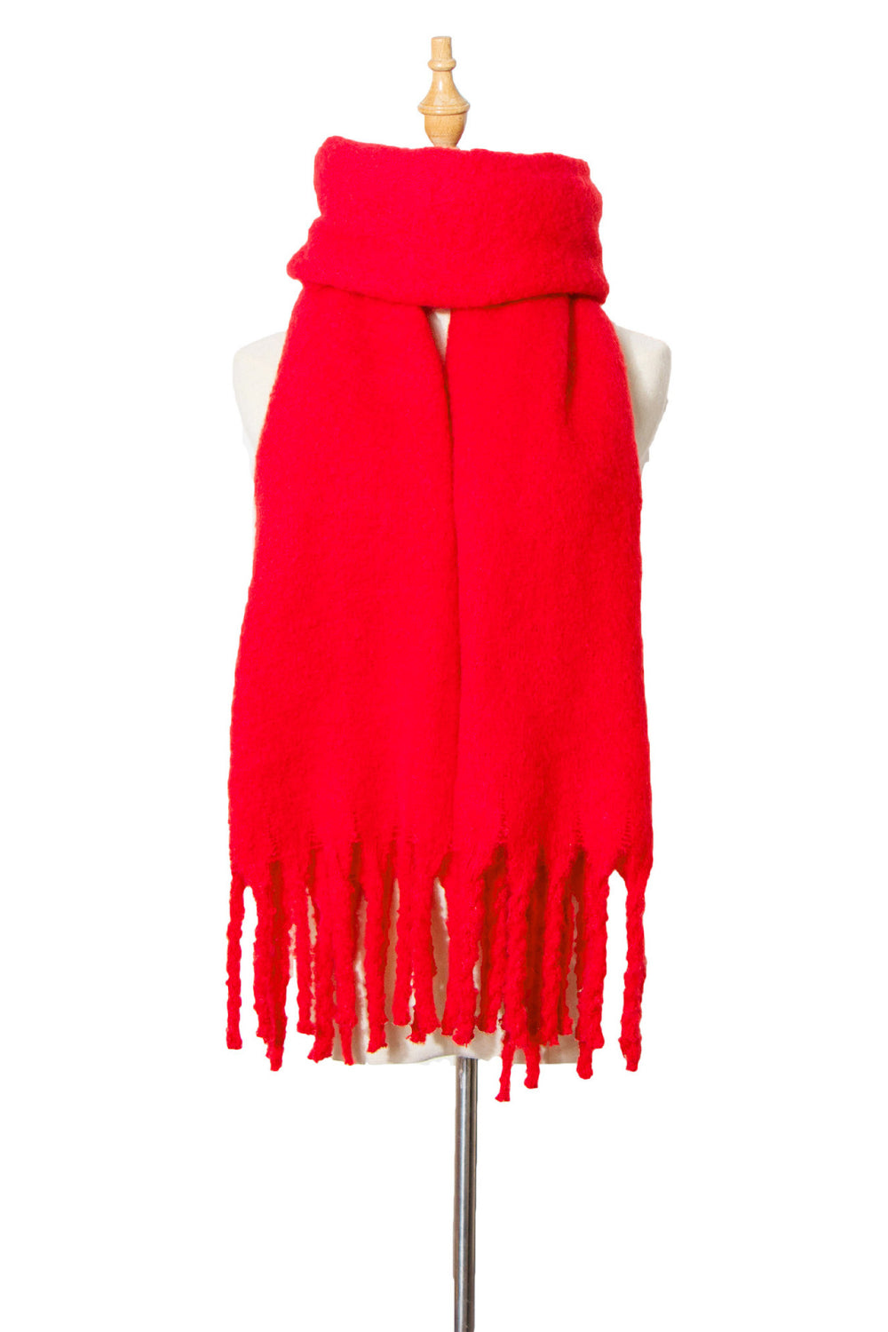 Fringe Detail Polyester Scarf