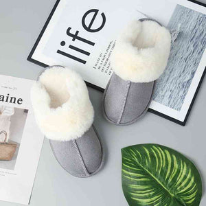 Faux Suede Center Seam Slippers