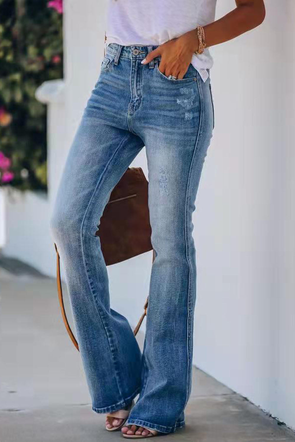 Button Fly Long Jeans Pants