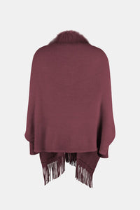 Fringe Open Front Long Sleeve Poncho