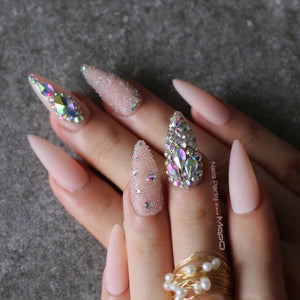 Matte bling crystal fake nails