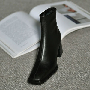 Women's Square Toe Flat Heeled Ankle Booties