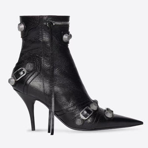 Pointed-Toe Gladiator Ankle Boots