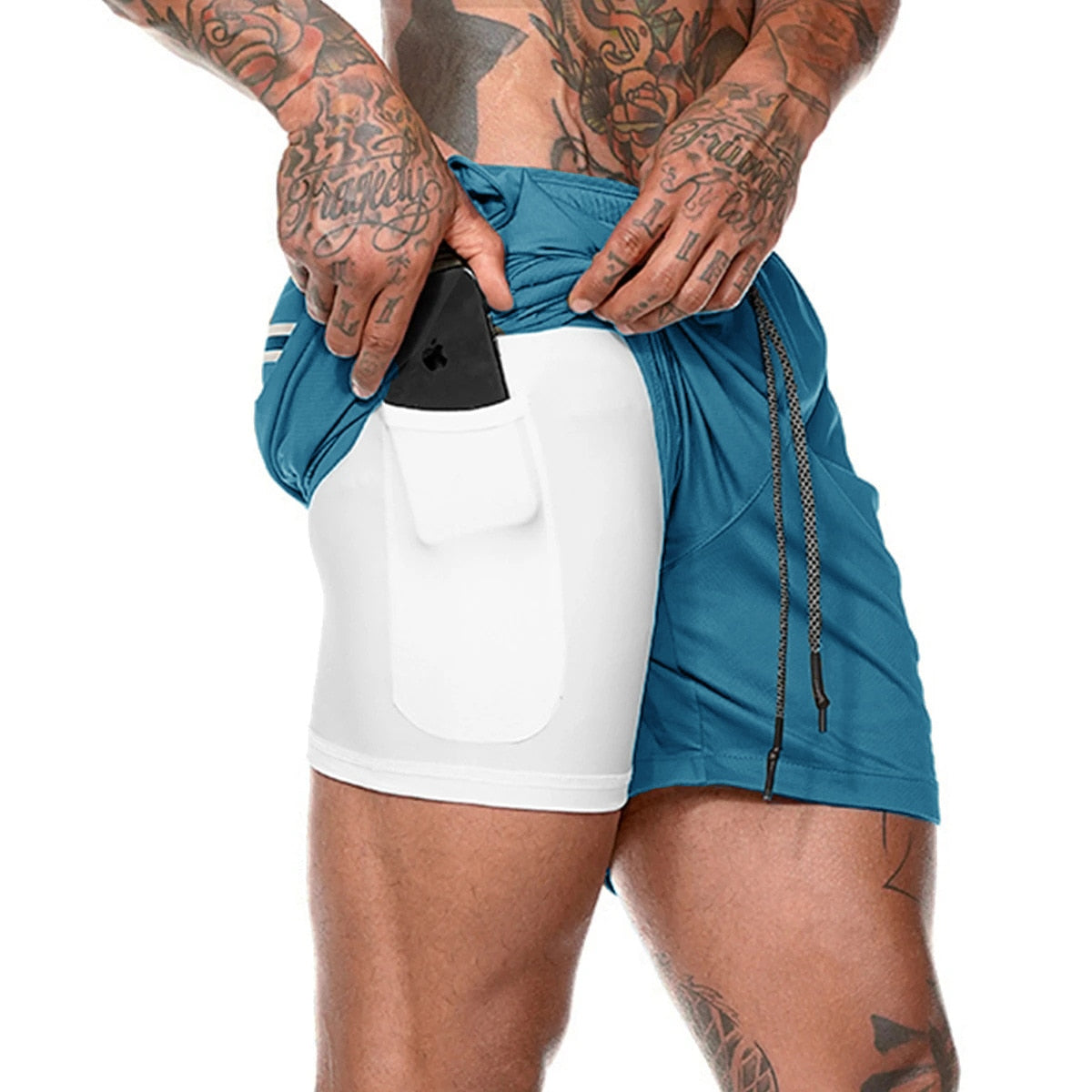 Mens Double-deck Fitness Shorts