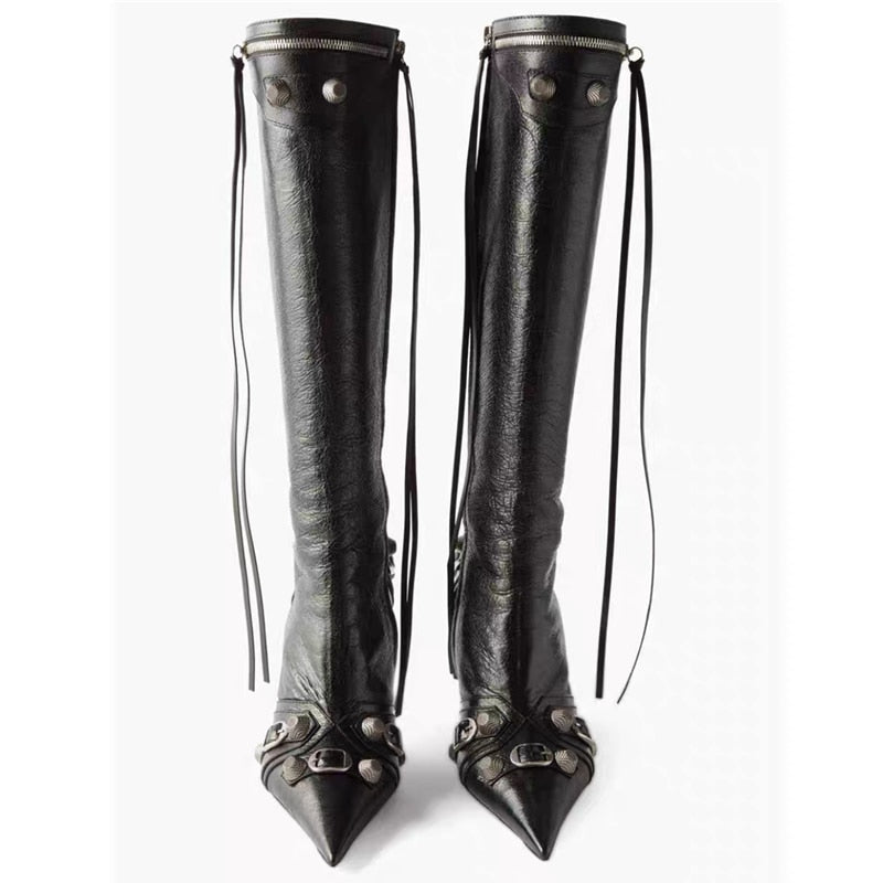 Pointed-Toe Gladiator Boots