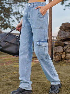 High Waist Cargo Jeans Pants
