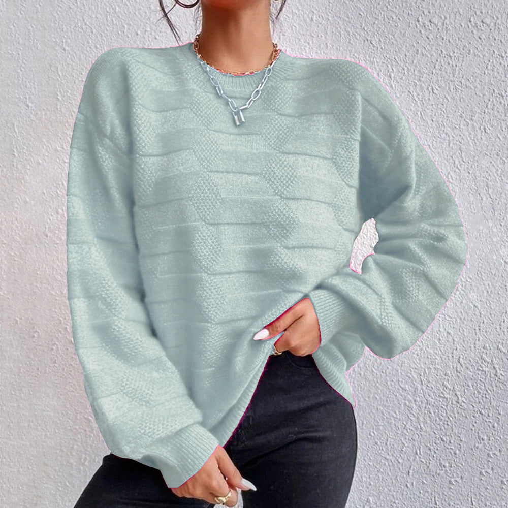 Round Neck Dropped Shoulder Sweater