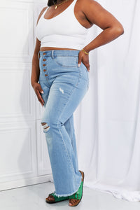 Button Flare Jeans Pants