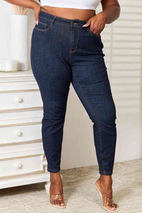 High Waist Pocket Embroidered Skinny Jean Pants