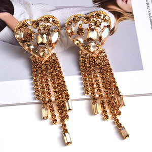 Statement Long Colorful Crystal Earrings