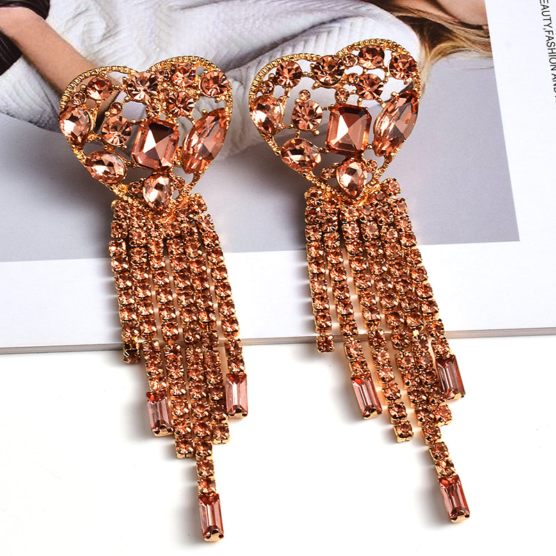 Statement Long Colorful Crystal Earrings