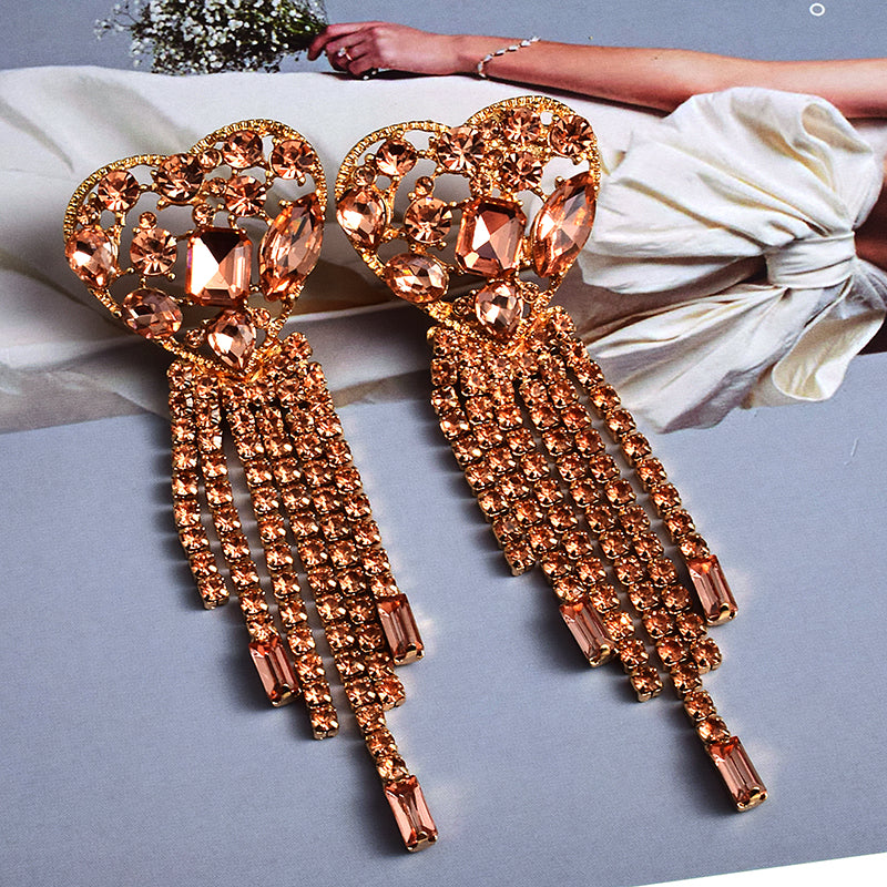 Statement Long Colorful Crystal Earrings