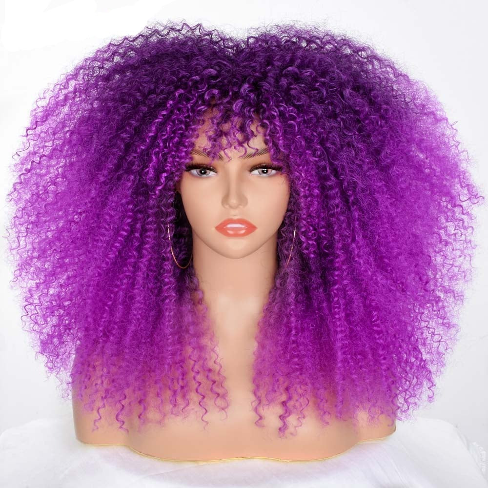 Afro Curly Wig With Bangs