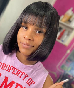 Scalp Bob Wig with Bangs