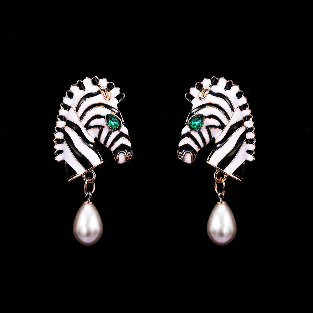 Zebra Head Shape Drop Earrings