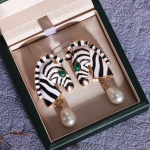 Zebra Head Shape Drop Earrings